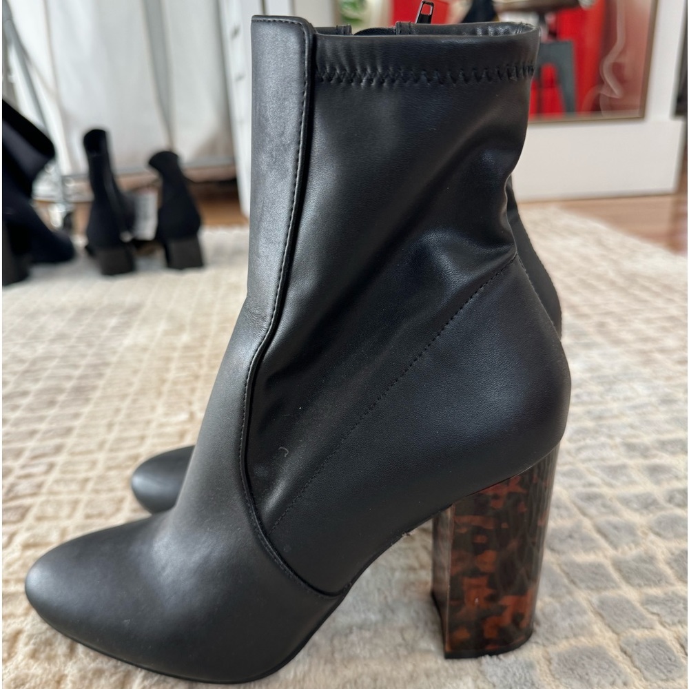 Black Ankle Boots with Tortoiseshell Heel
